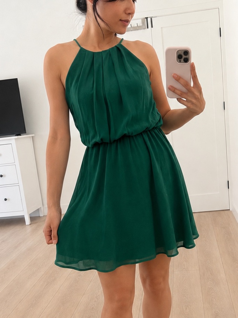 Windsor Emerald Green Halter Mini Dress